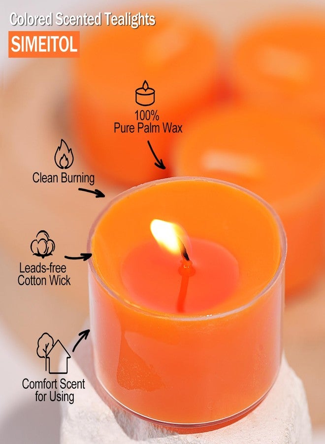 simeitol Pumpkin Cinnamon Scented Tealight Candles – 14 Pack, 100% Pure Palm Wax, 6-Hour Burn, Orange Scented Candles for Fall Decor, Thanksgiving, Halloween, Cozy Ambiance - Image 3