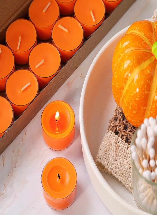 simeitol Pumpkin Cinnamon Scented Tealight Candles – 14 Pack, 100% Pure Palm Wax, 6-Hour Burn, Orange Scented Candles for Fall Decor, Thanksgiving, Halloween, Cozy Ambiance - Image 5