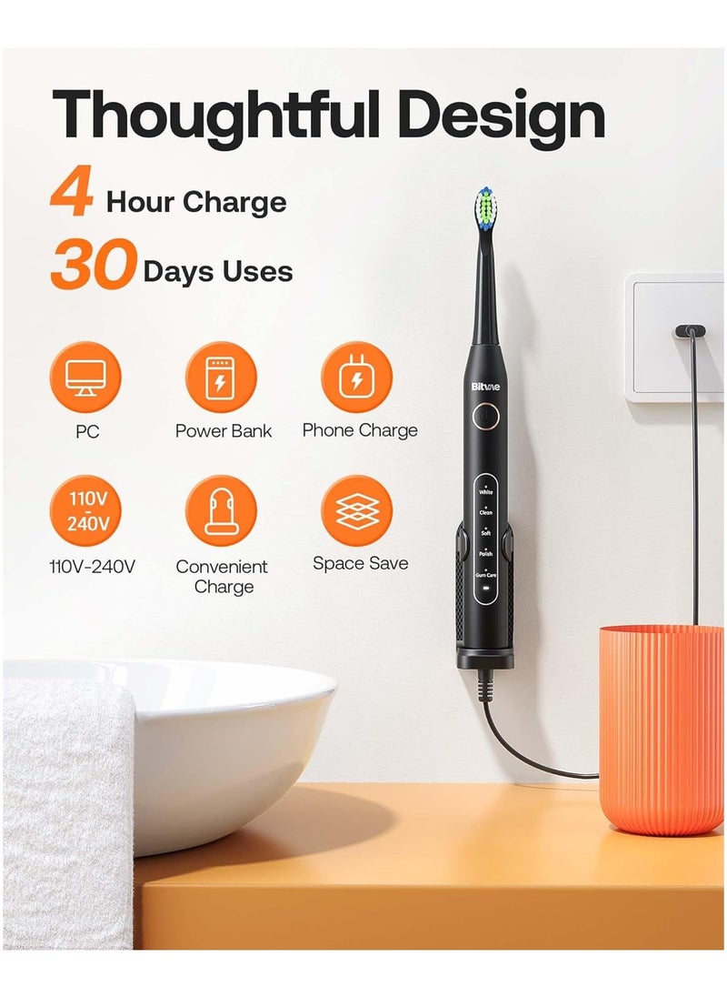 Bitvae Bitvae Electric Toothbrush for Adults - Ultrasonic Electric Toothbrushes with 8 Brush Heads, ADA Accepted Power Rechargeable Toothbrush with 5 Modes, Smart Timer  - Image 5