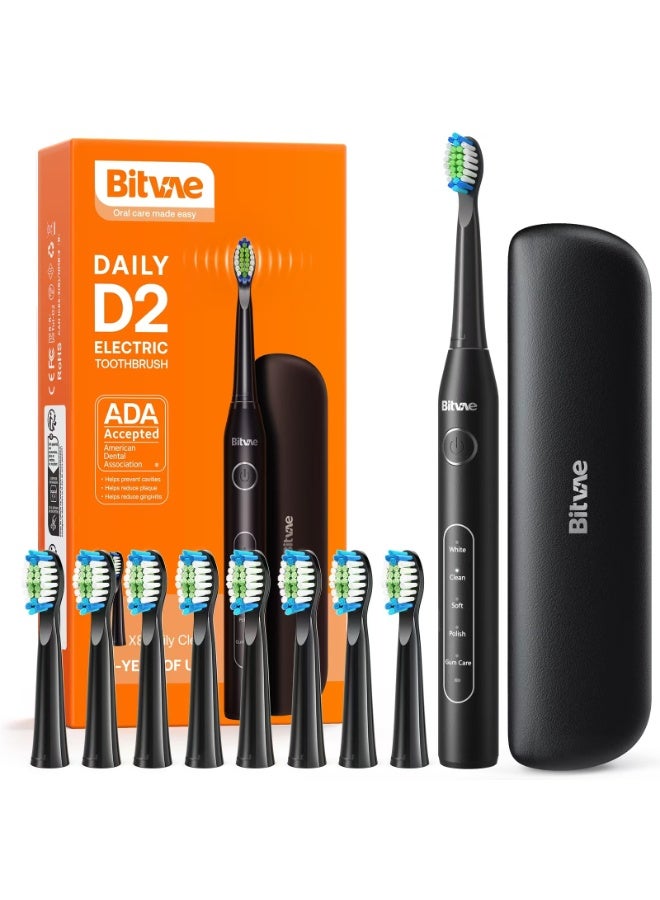 بيتفي Bitvae Electric Toothbrush for Adults - Ultrasonic Electric Toothbrushes with 8 Brush Heads, ADA Accepted Power Rechargeable Toothbrush with 5 Modes, Smart Timer - Image 1