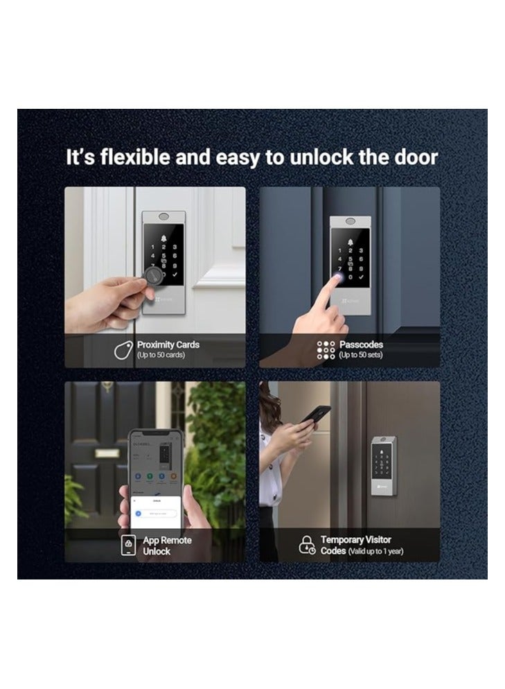 EZVIZ EZVIZ DL04 Pro Smart Lock Keyless Entry with Fingerprint Access, Bluetooth & Wi-Fi Enabled, Real-Time Notifications, Privacy Mode, and Durable Aluminum Design  - Image 3
