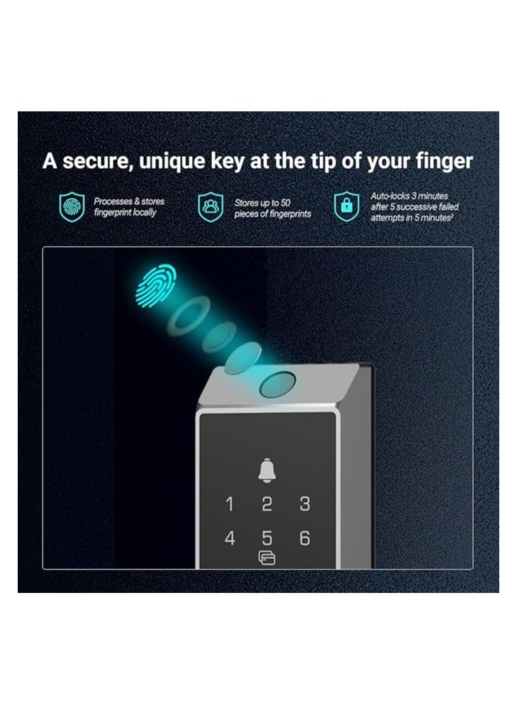 EZVIZ EZVIZ DL04 Pro Smart Lock Keyless Entry with Fingerprint Access, Bluetooth & Wi-Fi Enabled, Real-Time Notifications, Privacy Mode, and Durable Aluminum Design  - Image 2