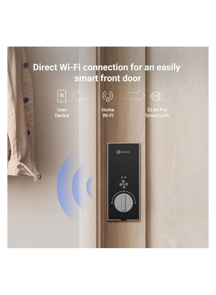 EZVIZ EZVIZ DL04 Pro Smart Lock Keyless Entry with Fingerprint Access, Bluetooth & Wi-Fi Enabled, Real-Time Notifications, Privacy Mode, and Durable Aluminum Design  - Image 4