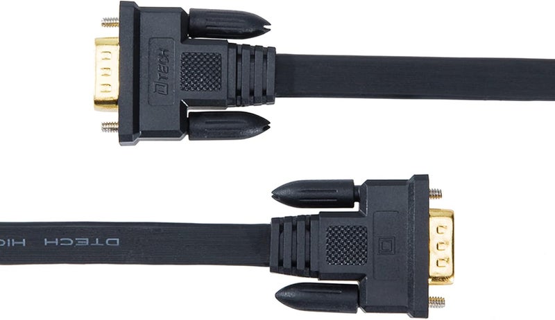 D-tech Thin Computer Monitor VGA Cable 6ft Standard 15 Pin Connector Male to Male VGA Cord Flat Wire for Desktop (6 Feet, Black) - Image 5