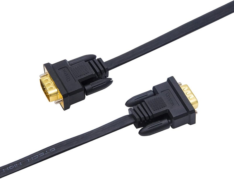 D-tech Thin Computer Monitor VGA Cable 6ft Standard 15 Pin Connector Male to Male VGA Cord Flat Wire for Desktop (6 Feet, Black) - Image 2