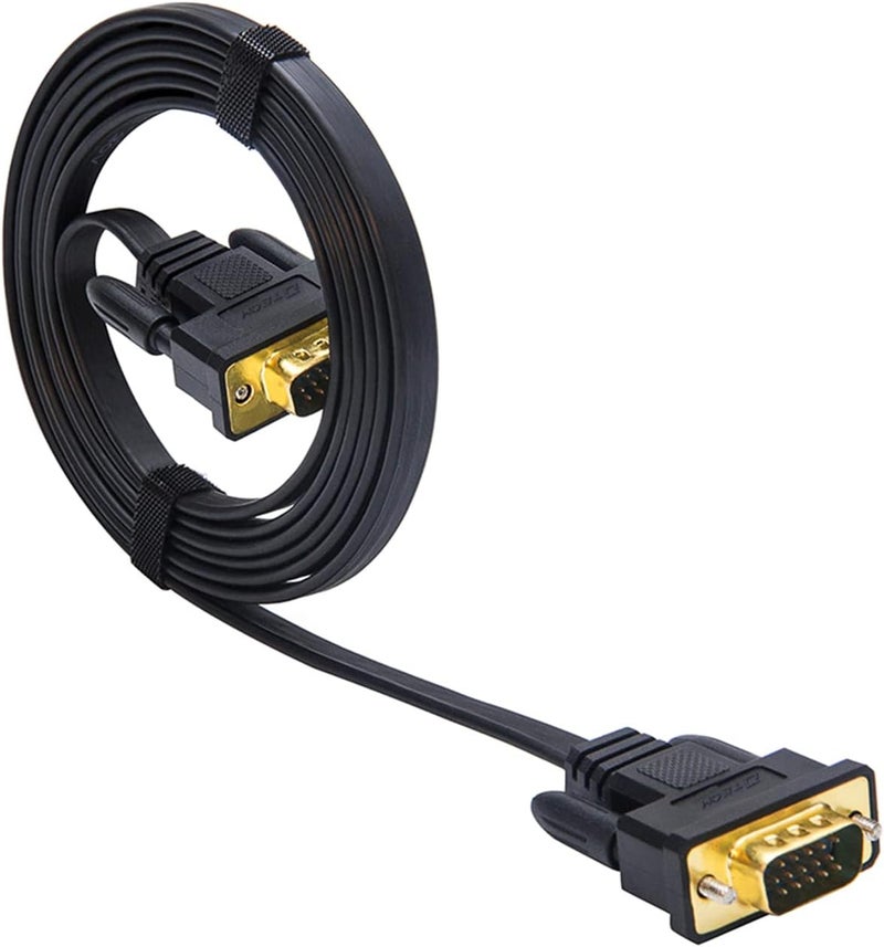 D-tech Thin Computer Monitor VGA Cable 6ft Standard 15 Pin Connector Male to Male VGA Cord Flat Wire for Desktop (6 Feet, Black) - Image 3