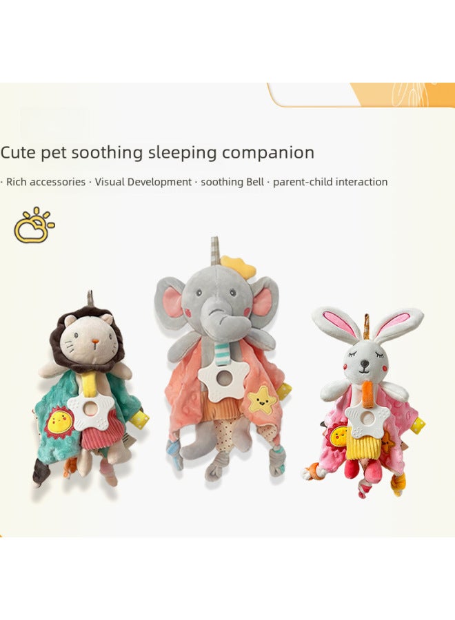 Baby Toy 0-1 Year Old Soothing Bib Baby Sleeping Doll Can Be Mouthed Soothing Doll Infant Toddler Toy Rattles-Color:Triangle Scarf Elephant  - Image 2