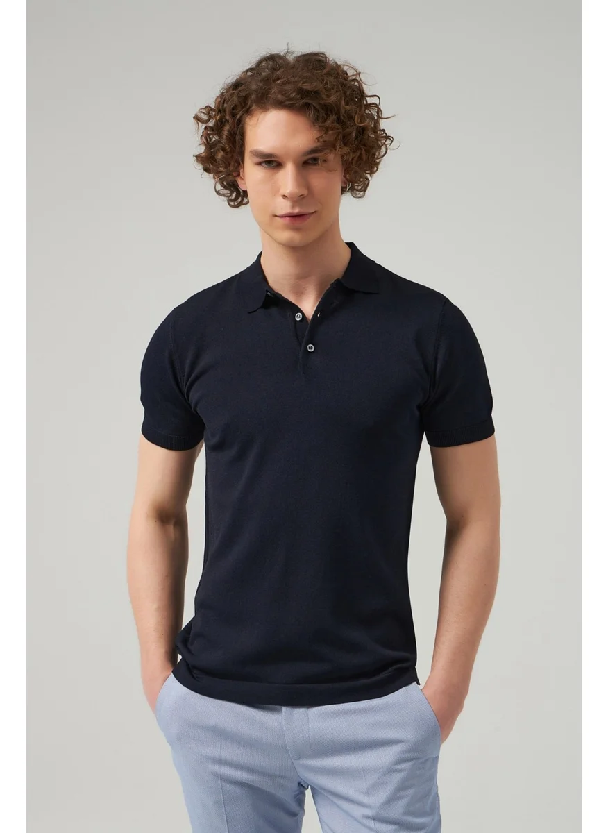 D'S DAMAT D'S Groom Slim Fit Navy Blue Plain Knit T-Shirt 2HF069421001M