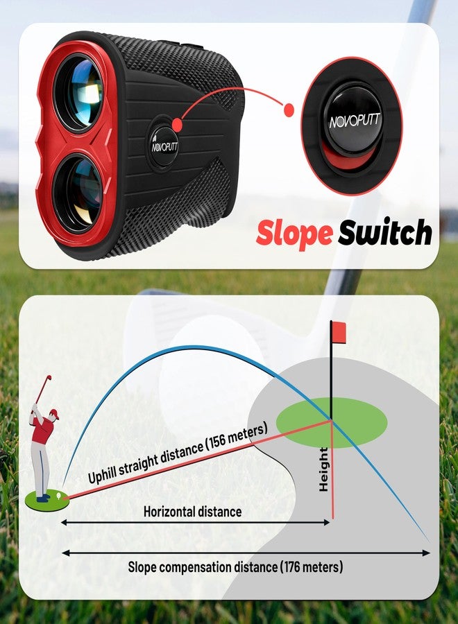 NOVOPUTT Golf Rangefinder with Slope -1200 Yards Laser Range Finder for Golf & Hunting, 7X Magnification, Flag Locking Vibration, Rechargeable & Magnet Stripe, Best Golf Accessories Gift with Hard Shell Case - Image 2