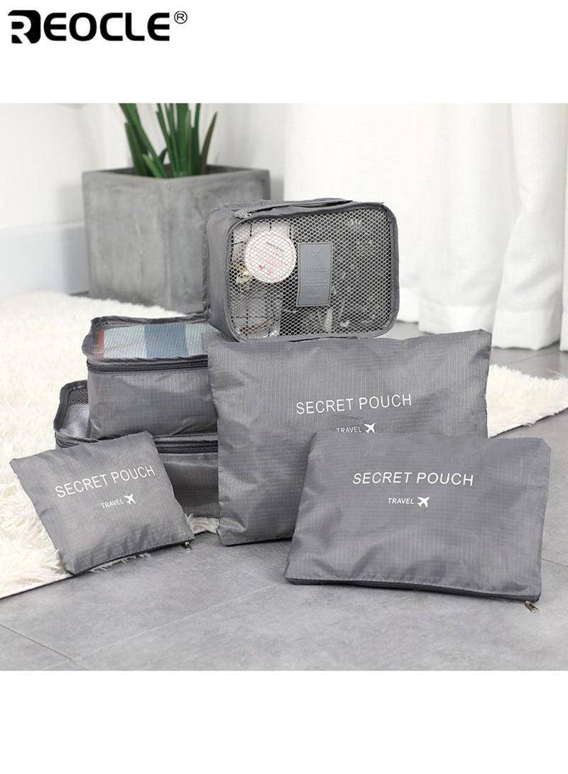 REOCLE 6pcs Travel Luggage Storage Bags Versatile Lightweight Dustproof Organizer Pouch for Makeup and Essentials Multifunctional Simple Duffel Bag Set - Image 3
