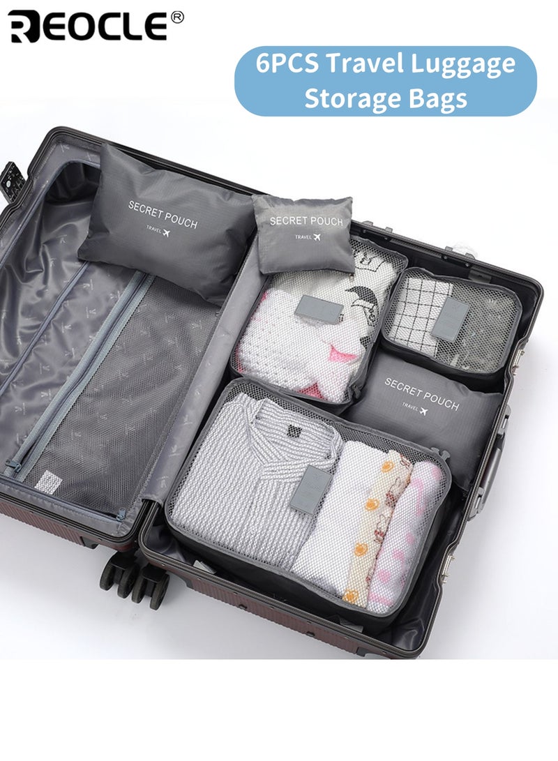 REOCLE 6pcs Travel Luggage Storage Bags Versatile Lightweight Dustproof Organizer Pouch for Makeup and Essentials Multifunctional Simple Duffel Bag Set - Image 1