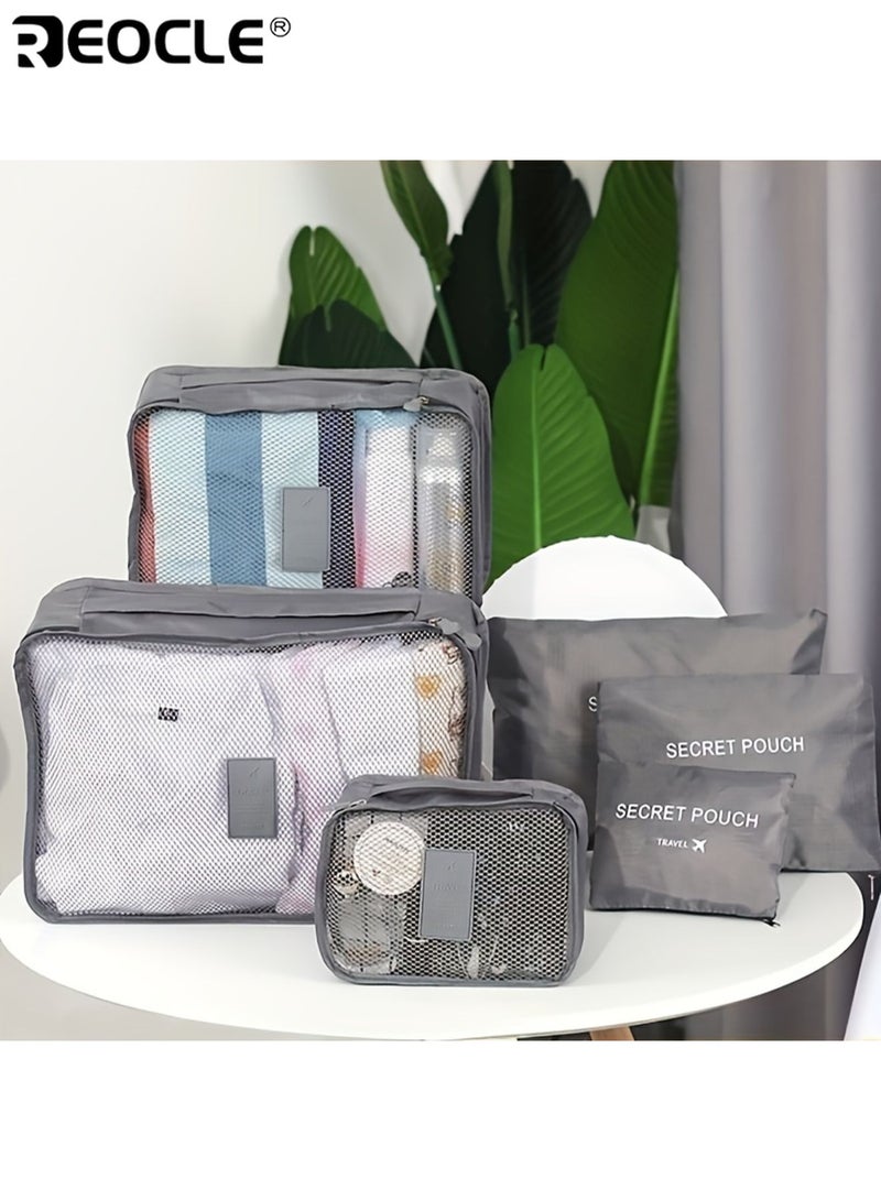 REOCLE 6pcs Travel Luggage Storage Bags Versatile Lightweight Dustproof Organizer Pouch for Makeup and Essentials Multifunctional Simple Duffel Bag Set - Image 2