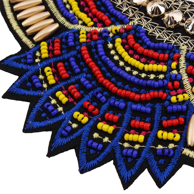 YAZILIND Ethnic Style Blue Multiple Millet Beads Chunky Chain Bib Statement Choker Collar Necklace for Women - Image 3