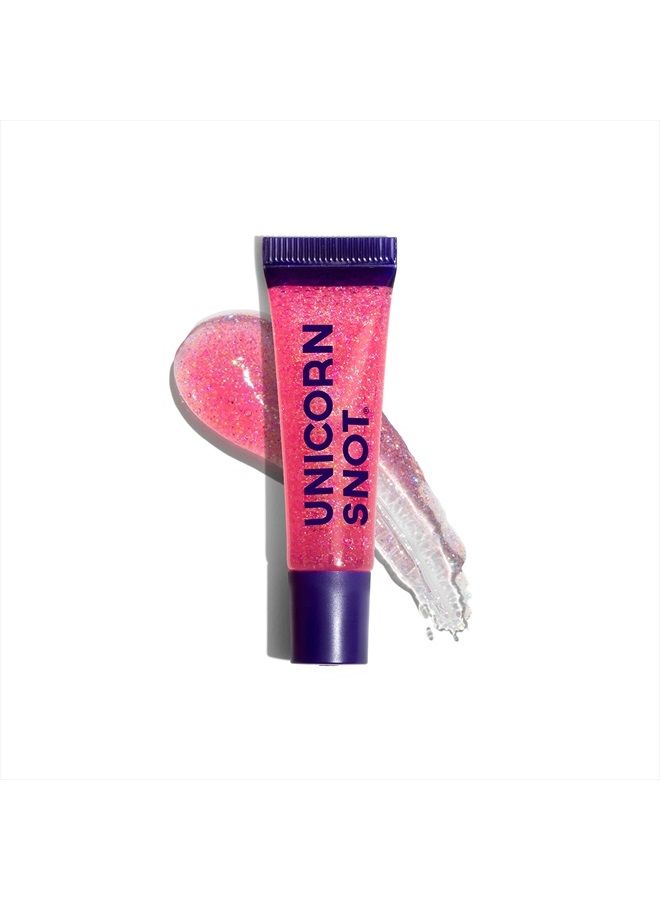 UNICORN SNOT Holographic Glitter Lip Gloss - Cosmetic Grade - Sparkle your Lips for Festivals, Rave Makeup, Fairy Face Paint - Vegan & Cruelty Free 0.37fl oz (Flamingo/Holographic Pink)  - Image 2