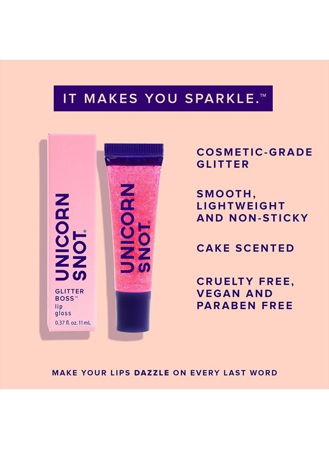 UNICORN SNOT Holographic Glitter Lip Gloss - Cosmetic Grade - Sparkle your Lips for Festivals, Rave Makeup, Fairy Face Paint - Vegan & Cruelty Free 0.37fl oz (Flamingo/Holographic Pink)  - Image 5