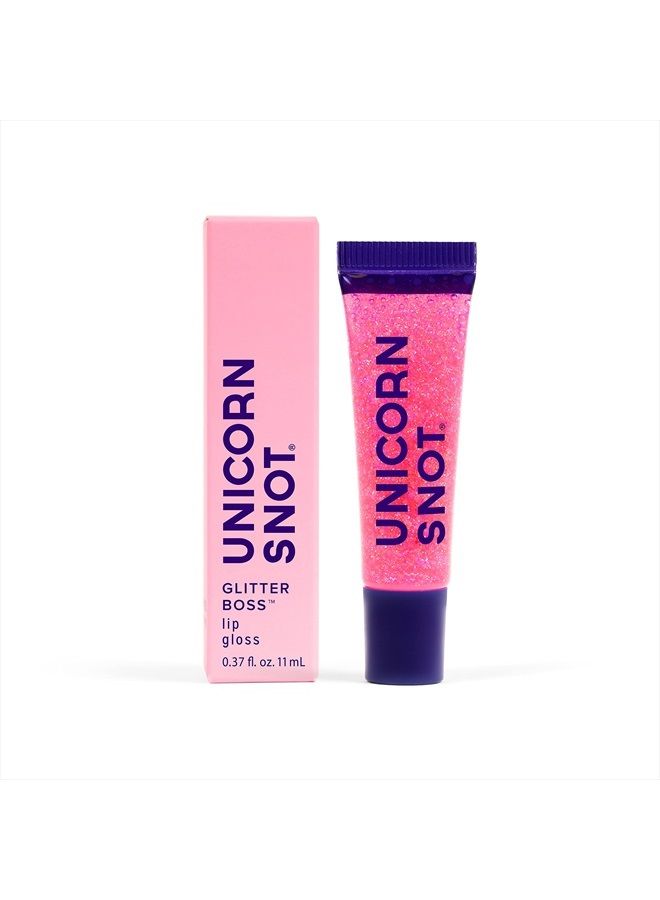 UNICORN SNOT Holographic Glitter Lip Gloss - Cosmetic Grade - Sparkle your Lips for Festivals, Rave Makeup, Fairy Face Paint - Vegan & Cruelty Free 0.37fl oz (Flamingo/Holographic Pink)  - Image 1