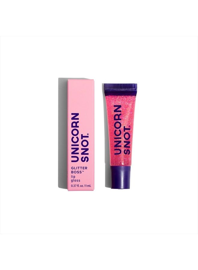 UNICORN SNOT Holographic Glitter Lip Gloss - Cosmetic Grade - Sparkle your Lips for Festivals, Rave Makeup, Fairy Face Paint - Vegan & Cruelty Free 0.37fl oz (Flamingo/Holographic Pink)  - Image 4