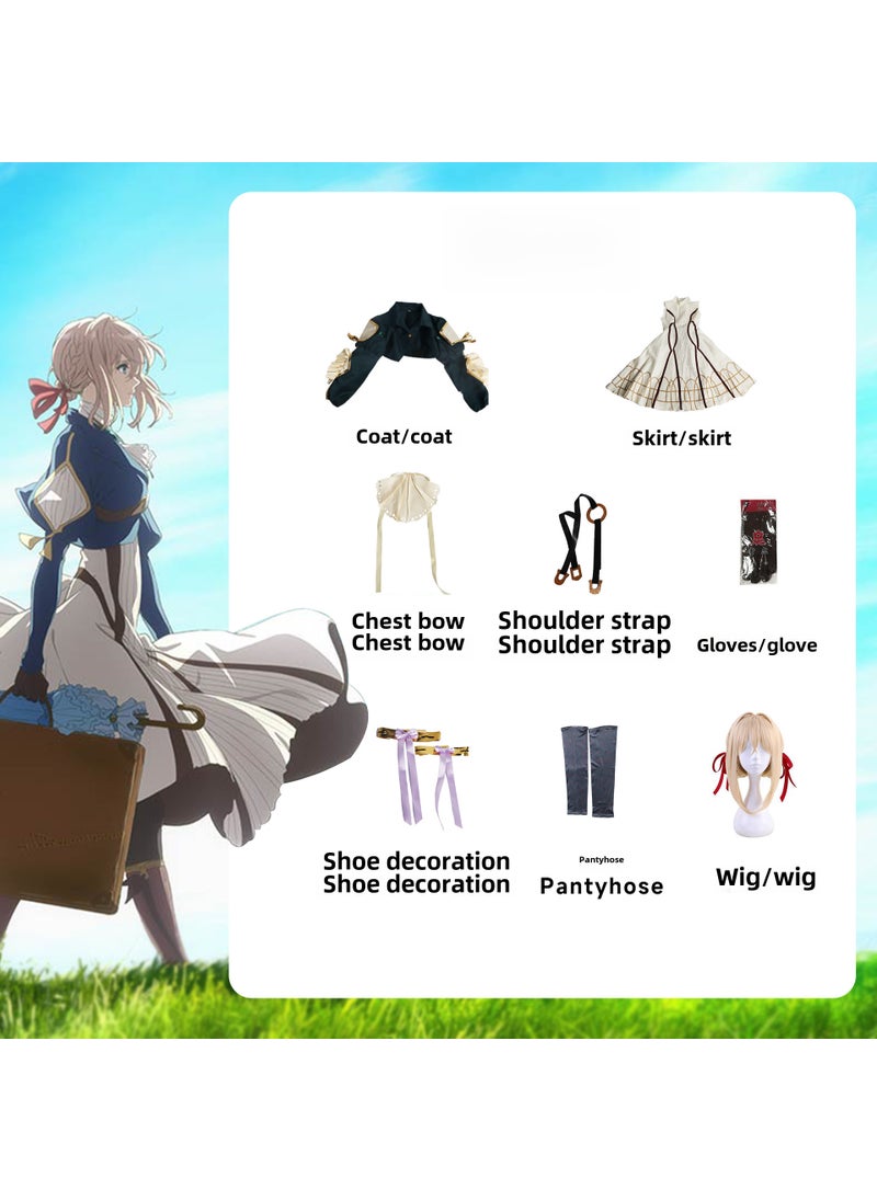 Generic - Violet Evergarden COSPLAY Costume  Wig SetViolet clothing + accessories + wig Violet clothing + accessories + wig - Image 1