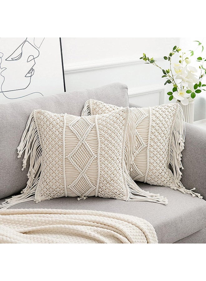 HMK CRAFTS أنيق لديكور المنزل: غطاء وسادة يمزج بين الملمس البوهيمي وتصميم منسوج وبسيط وعصري. مثالي لوضعه على الأريكة أو في غرفة النوم أو المكتب أو غرفة المعيشة أو الحفلات وما إلى ذلك، لإضافة لمسة من الألوان الجميلة إلى منزلك أو أي مكان آخر. - Image 1