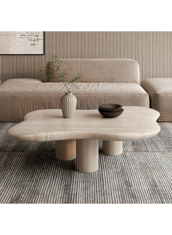 Al Home Serenity Off-White Stone Marble Center Table By Alhome 100X40 cm - Image 1