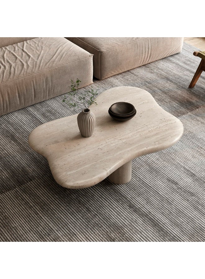 Al Home Serenity Off-White Stone Marble Center Table By Alhome 100X40 cm - Image 5