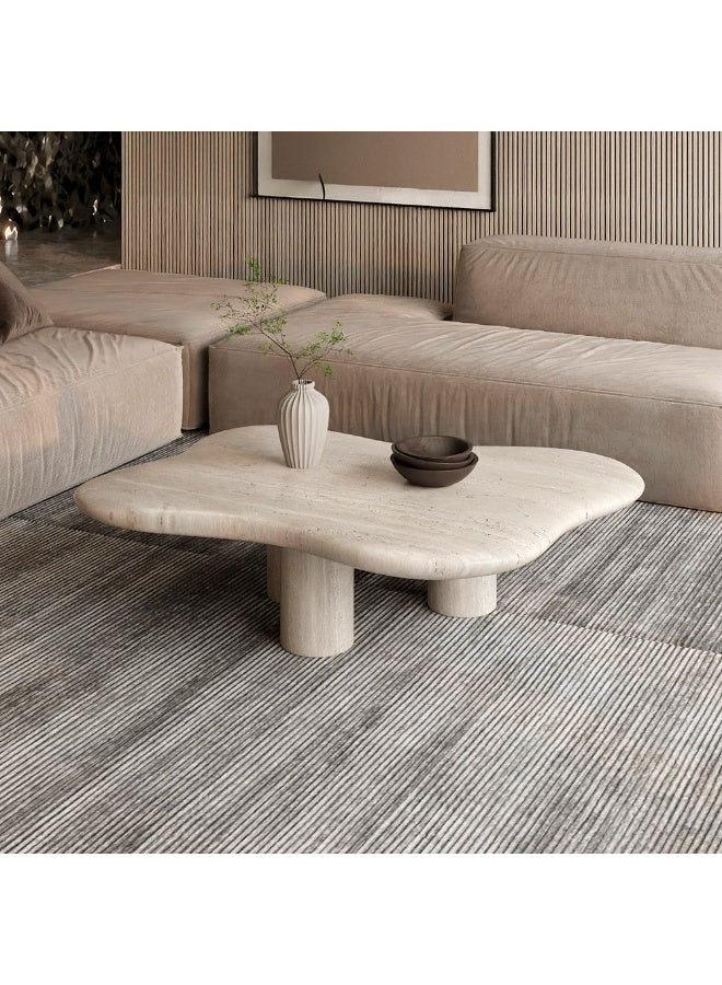 Al Home Serenity Off-White Stone Marble Center Table By Alhome 100X40 cm - Image 3