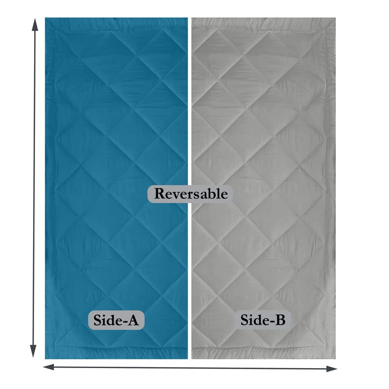 CHICERY Microfiber Reversible Solid Extra Comfort & Soft Comforter||Blanket Double Bed 250 GSM Ultra Soft Comforter for Winter-Teal Grey-Pack of 1 - Image 5