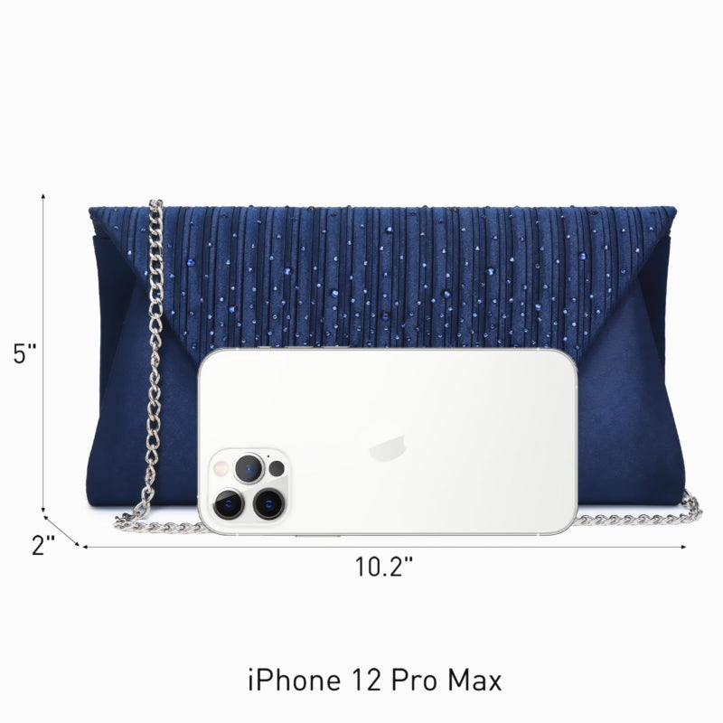 Dasein Evening Bag for Women Glitter Rhinestone Wedding Evening Purse Crystal Envelope Clutch Crossbody Shoulder Bags (Navy) - Image 3