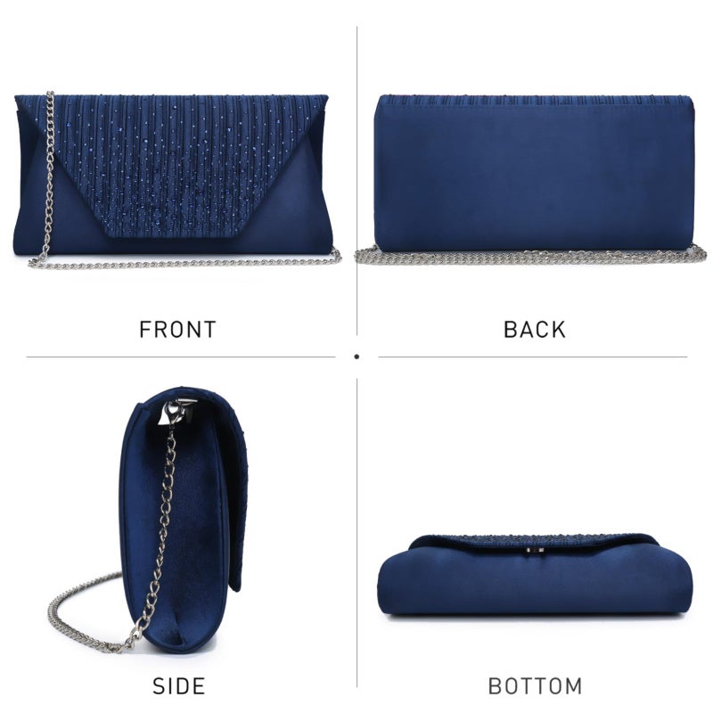 Dasein Evening Bag for Women Glitter Rhinestone Wedding Evening Purse Crystal Envelope Clutch Crossbody Shoulder Bags (Navy) - Image 2