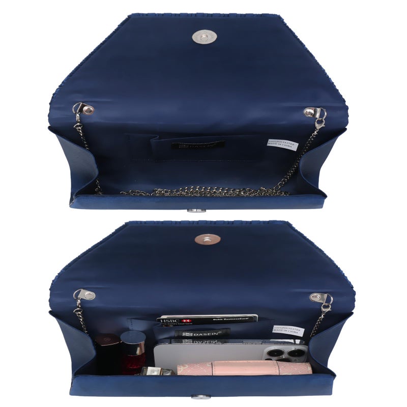 Dasein Evening Bag for Women Glitter Rhinestone Wedding Evening Purse Crystal Envelope Clutch Crossbody Shoulder Bags (Navy) - Image 4