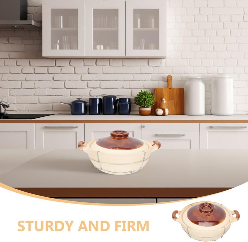 2pcs 0.5l Clay Casserole Pots with Handle and Lid, White Stoneware Chinese Soup Crocks Oven Safe for Stew, Rice, and Bibimbap Cooking at Home - Image 3