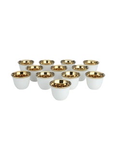 Alsaif Gallery A Set of White Coffee Cups with a Golden Rim, 12Pieces  - Image 2