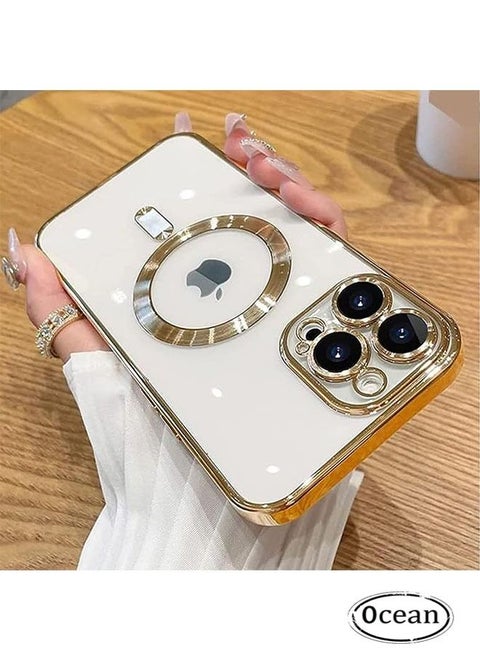 iPhone 15 Pro Max Case (Gold), TPU Material, Anti Scratch And Shockproof, With Electroplated Magnetic Attraction, Camera Lens Full Protection, Compatible With MagSafe Wireless Charging