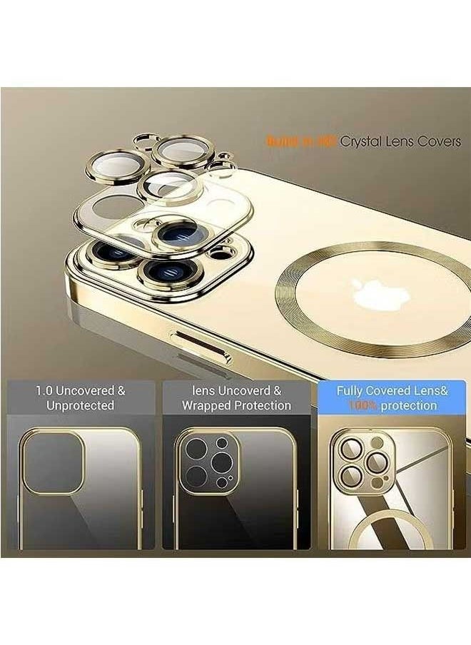 Ocean - iPhone 15 Pro Max Case (Gold), TPU Material, Anti Scratch And Shockproof, With Electroplated Magnetic Attraction, Camera Lens Full Protection, Compatible With MagSafe Wireless Charging - Image 1