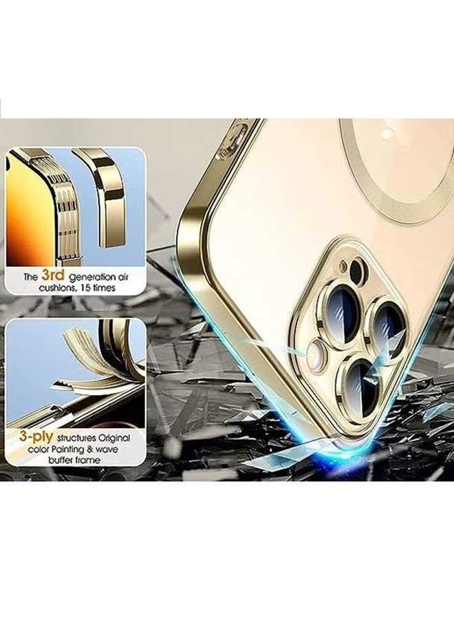 Ocean - iPhone 15 Pro Max Case (Gold), TPU Material, Anti Scratch And Shockproof, With Electroplated Magnetic Attraction, Camera Lens Full Protection, Compatible With MagSafe Wireless Charging - Image 1