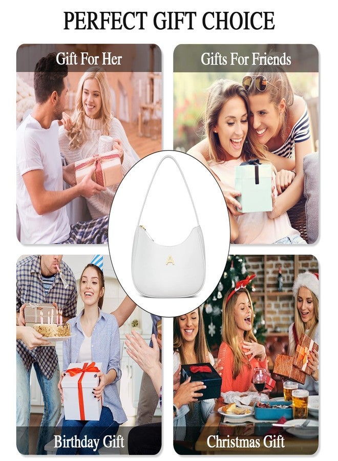 CLOUDWINGS Gift for Women Shoulder Bag Clutch Tote HandBags Purses for Women with Gold Initials (Wihte,A) - Image 4