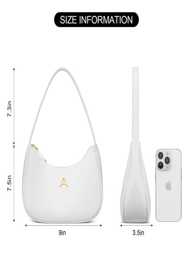 CLOUDWINGS Gift for Women Shoulder Bag Clutch Tote HandBags Purses for Women with Gold Initials (Wihte,A) - Image 5