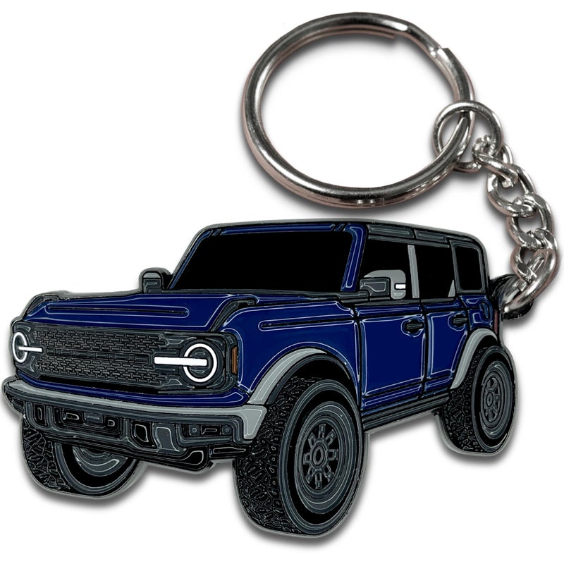 FOUR WHEEL BEAST Bronco Keychain Accessories 2023 4 door key chain Fob Cover Cool Car Mods Antimatter Blue
