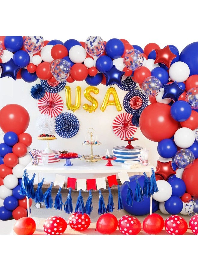 RUBFAC 160Pcs Red White And Blue Balloons Garland Arch Kit, Baseball Balloons Arch, 4Th Of July Graduation Birthday Wedding Nautical Patriotic Baseball Theme With Star Foil Balloons - Image 5
