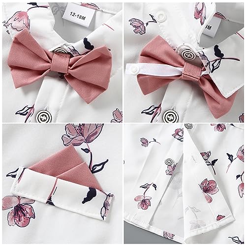 nilikastta Toddler Boy Dress Outfit Boys Formal Outfit Pink Dress Shirt Shirt/Bowtie/Suspender Pants for Social Activities 3-4t - Image 5