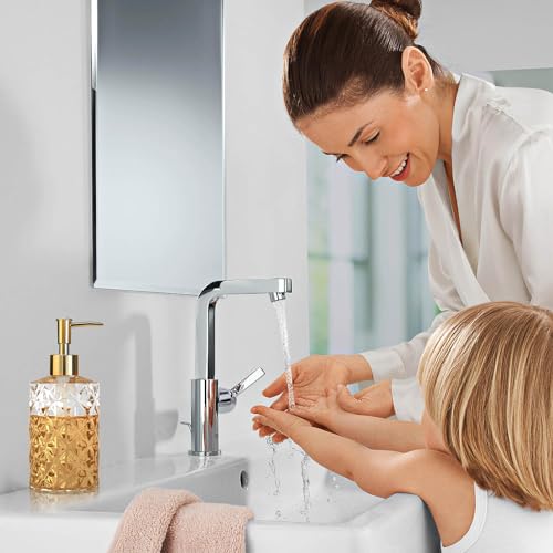 YTDTKJ Crystal Glass Soap Dispenser, 330ml/12oz. Clear Glass Lotion Soap Dispenser with Gold Pump, Crystal Design Reusable Hand Soap Dispenser for Kitchen Dish Soap, Shower Gel, Shampoo(4 Pack) - Image 5