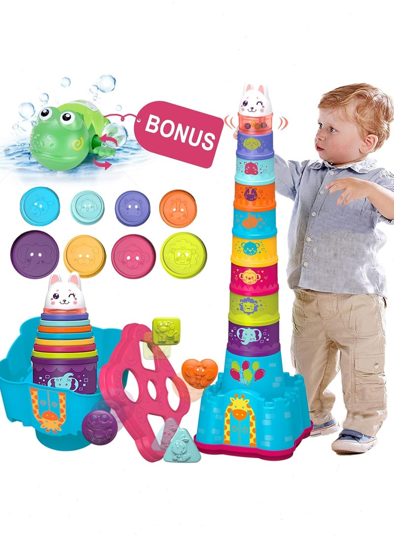 يواوليتي ألعاب التكديس للأطفال الصغار، فارز الأكواب المتداخلة، مكعبات التكديس التعليمية، هدية عيد ميلاد للفتيات والفتيان - Image 1