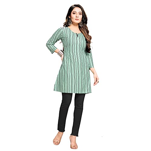 Shiv Textiles Rayon Fabric Printed Round Neck Short Kurtis for Women Top Dresses Kurti for Ladies & Girls Kurtis (Pista_2XL) - Image 5