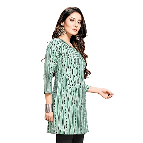 Shiv Textiles Rayon Fabric Printed Round Neck Short Kurtis for Women Top Dresses Kurti for Ladies & Girls Kurtis (Pista_2XL) - Image 2