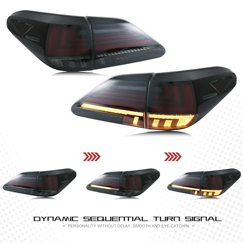 inginuity time أضواء خلفية LED من إنجينيتي تايم لسيارة لكزس RX350 الجيل الثالث 2010-2015 مع رسوم متحركة عند التشغيل وإشارة متسلسلة بتصميم أسود - Image 3