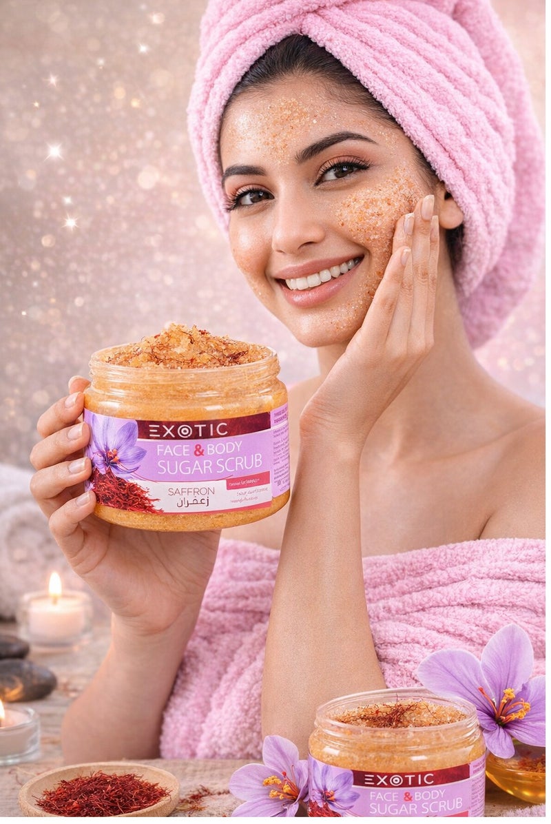 إكزوتك اكزويتك مقشر السكر للوجه والجسم بالزعفران 300 مل - Image 1