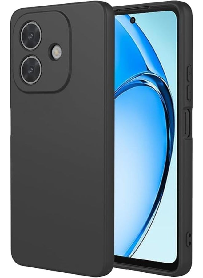 Silicone Case Compatible with OPPO A3 & A3X Soft Silicone Gel Rubber Shockproof Cover Matte Finish with Cloth Inner Lining (Black)