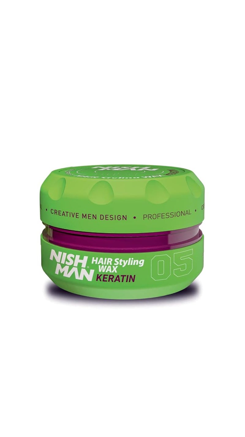 Nishman Hair Styling Hair Wax Keratin Gloss Finish  Water Soluble  Shine Hair Style  ReStylable Wax for Men 100g100ml - Image 1