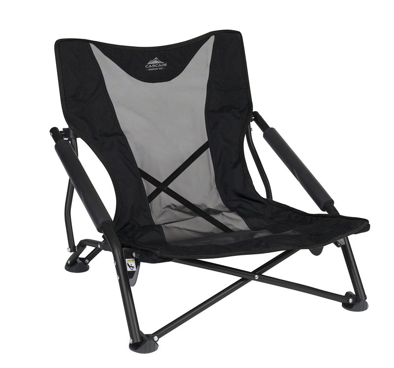 Cascade Mountain Tech Camping Chair - Low Profile Folding Chair for Camping, Beach, Picnic, Barbeques, Sporting Event with Carry Bag , Black - Image 1