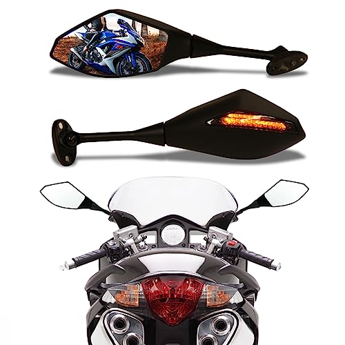Rich Choices Motorcycle LED Turn Signal Rearview Mirrors with Arrow compatible with Honda CBR600RR 2003-2011 CBR1000RR 2004-2007 Sport Bike - Image 1